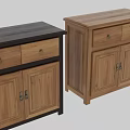 Wooden Accent Cabinet Featuring Two Drawers And Double Doors With Light Wood Design