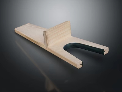 Wooden Household Item Holder With Light Wood And Black U Shaped Design For Home Use 3d model