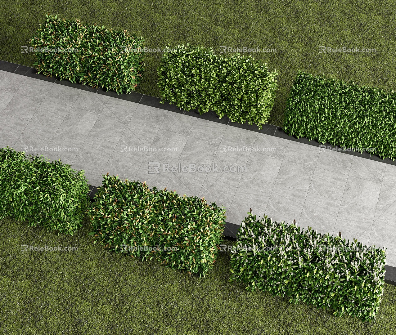 Hedgerow, shrub, plant isolation belt, sidewalk, hedge wall, green belt, plant combination model