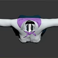 Classic School Uniform Outfit With White Shirt Purple Bow Blue Skirt White Stockings And Shoes