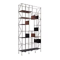 Modern Bookcase With Metal Frame Multiple Shelves And Colored Storage Units