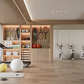 Spacious Home Gym With Treadmill Fitness Balls And Exercise Bikes