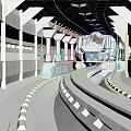 Modern Futuristic Tunnel Interior With High Speed Train And Platform Lighting 3d model