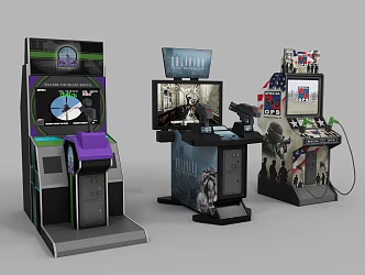 Modern game machine shooting game experience machine 3d model