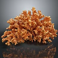Copper Coral Shaped Crystals With Shiny Textured Structure Against Dark Background