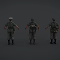 Military Game Movie Characters in Green Uniforms with Different Poses 3d model