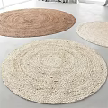 Woven Round Rugs in Neutral Tones with Textured Design for Home Decor