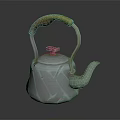 Unique Design Silver Kettle With Textured Body Wooden Handle And Red Lid Knob