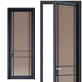 Modern Black Frame Casement Door With Screen Mesh And Metal Handle Design