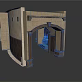 Traditional Building Structure With Arched Entrance Decorative Stone Columns And Textured Walls