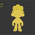 3D Cartoon Character Red Skin Big Eyes Black Hair Wearing Black White Top White Shoes