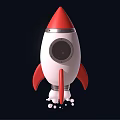 Stylish Red and White Rocket Model with Pointed Nose Red Fins and Engine Details 3d model