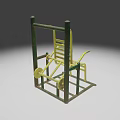 Outdoor Fitness Equipment With Green Yellow Metal Frame For Stretching Exercises