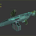 Futuristic Teal Metallic Weapon With Long Barrel Design And Brown Accents