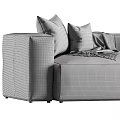 Gray Sectional Sofa With Brown And Gray Pillows And Striped Blanket 3d model