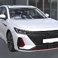 Modern White Sedan With Sporty Exterior And Red Accents Front Grille Design