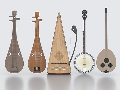 Chinese musical instrument Pipa Liuqin Yueqin musical instrument Hu Qin 3d model