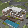 Modern Detached Villa Exterior Design With Two Story Structure And Large Glass Windows