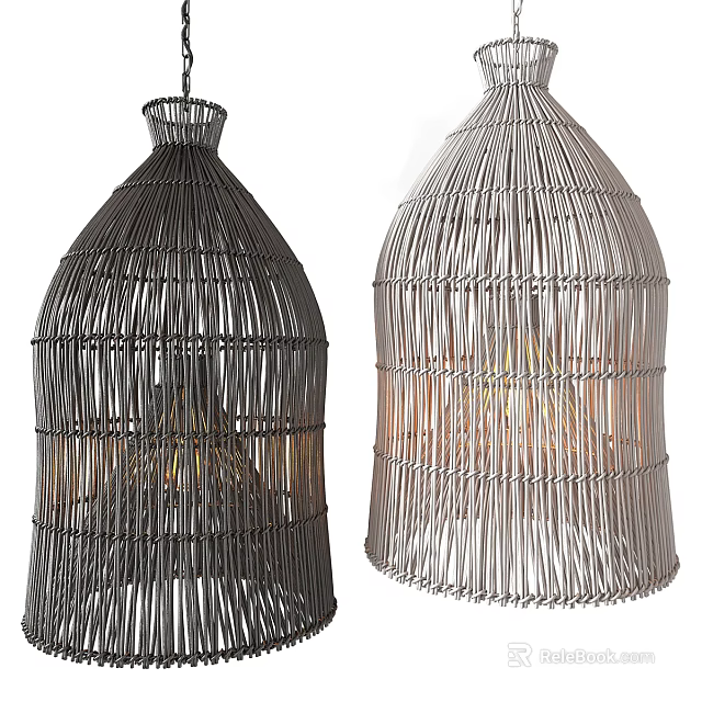 Woven Modern Chandeliers in Dark and Light Tones for Home Decorative Lighting 3d model 