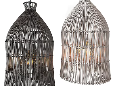 Woven Modern Chandeliers in Dark and Light Tones for Home Decorative Lighting 3d model