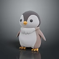 Chubby Cartoon Penguin 3D Model With Gray White Body Yellow Beak And Feet