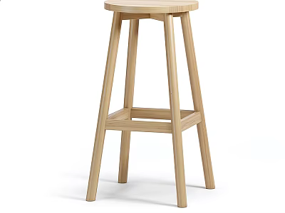 Modern Light Wood Bar Stool Minimalist Design Sturdy Structure For Kitchen Counter 3d model