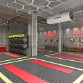 Professional Modern Car Maintenance Store With Workshop Service Bays Equipment And Parked Cars