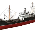 Vintage Warship With Black Red Hull And Multiple Masts