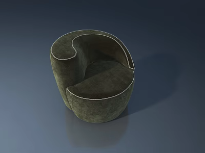 Green Curved Velvet Chair With Unique Stitched Design And Modern Style 3d model