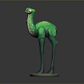 Green Spotted Long Neck Camel Like Animal Model on Beige Pedestal