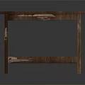 Rustic Wooden Square Table with Distressed Finish Natural Wood Grain and Simple Structure