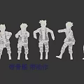 Game Anime Character Blonde Hair Black Jacket Pink Stripes White Inner Black Pants Different Poses