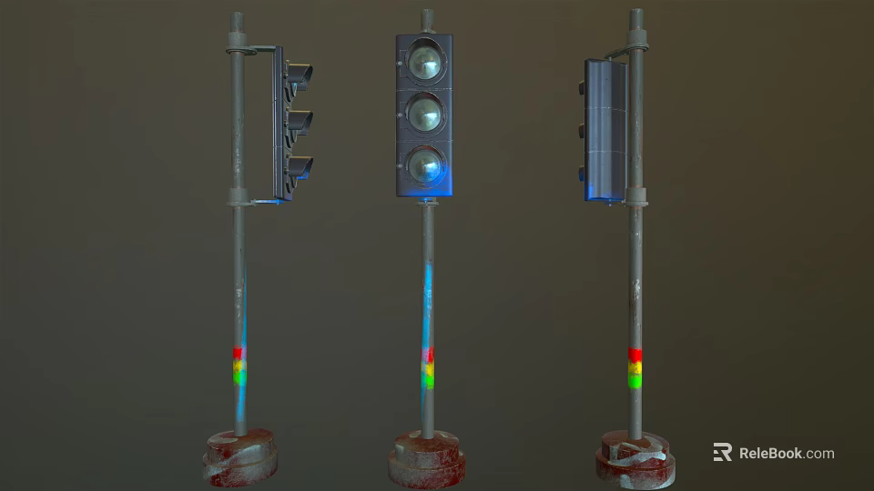 Modern Lighting Fixtures Designed As Traffic Lights In Three Angles 3d model 
