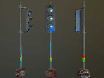 Modern Lighting Fixtures Designed As Traffic Lights In Three Angles 3d model
