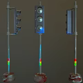 Modern Lighting Fixtures Designed As Traffic Lights In Three Angles 3d model