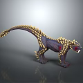 Purple Monster Creature With Yellow Spikes Open Mouth And Sharp Teeth Design 3d model