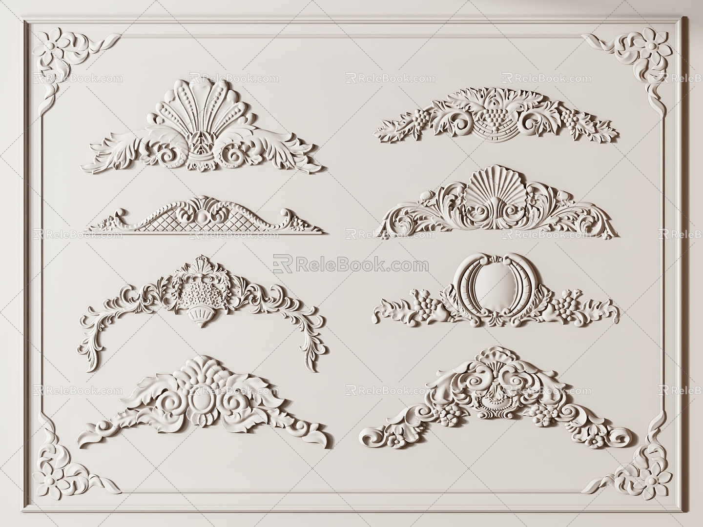 French carved plaster 3d model