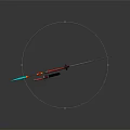 Katana Weapon Featuring Red Black Handle Glowing Blade And Decorative Sheath Design