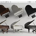 Grand Pianos In Brown White Black With Matching Stools For Music Instruments