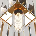 Elegant Modern Crystal Ceiling Light With Golden Frame And Transparent Design 3d model