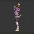 Game Movie Character With Deer Antlers Detailed Pink White Red Stylish Costume Design