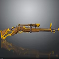 3D Rendered Orange Brown Sniper Rifle With Decorative Design And Scope Attachment