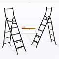 Two Black Foldable Ladders For Home Household Use And Maintenance