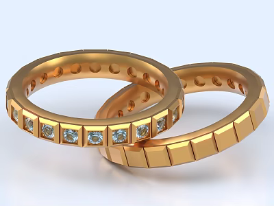 Elegant Modern Gold Jewelry Rings With Blue Gemstones And Geometric Design 3d model