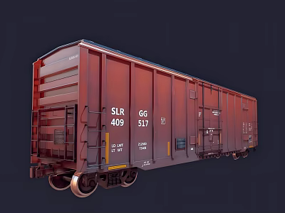 Red Cargo Container Building With SLR 409 GG 517 Identification And Metal Structure 3d model