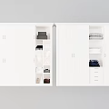 Modern White Wardrobe Interior Design With Metal Handles Shelves Drawers And Folded Clothes