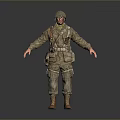 Man in Military Uniform with Helmet and Tactical Gear Standing Pose