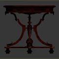 Classic Mahogany Round Table With Carved Legs And Vintage Decorative Design