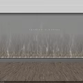Fashion Clothing Interior With Wavy Textured Wall and Golden Decorative Plants on Wooden Floor
