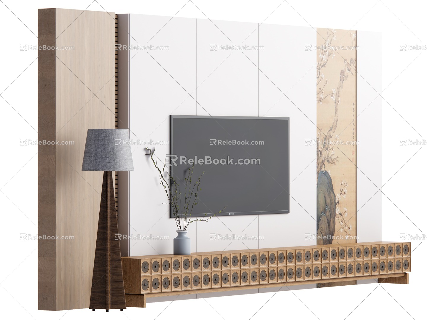 New Chinese TV background wall 3d model